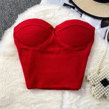Zingj Color Strapless Vest Female Wearing Sexy Hot Girl Short Crop Slim Thin With Chest