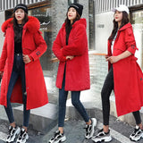Winter Women Jackets Warm Fleece Hooded Coats -30 Degree Long Thickness Parkas Plus Size Large Fur Collar