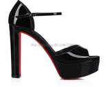 Cl New Fish Mouth High-Tight Buckle With Red-Soled Sandals Coarse Heel Waterproof Table Ultra-High Heel Sandals