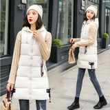 2024 Autumn And Winter New Korean Version Loose Long Cotton Vest Female Thick Warm Hooded Padded Clothes Vest Coat-Outfit