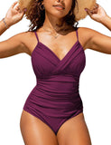 2025 Full-Body Swimsuit Solid-Colored Hard Bag Cross Multi-Colored Folds To Cover The Belly Sexy