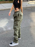 Cargo Pants Baggy Jeans Women Fashion 90s Streetwear Y2k Pockets Wide Leg High Waist Straight Denim Trousers