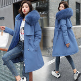 2024 Winter New Women's Cotton-Padded Clothes In The Long Big Hair Collar And Wool Cotton-Padded Jacket Down Cotton-Padded Jacket Cotton-Padded Jacket Coat-Outfit