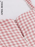 Strap Summer Robe De Cocktail Plaid Pink Vintage Dress 60s Sundress Print Hepburn Rockabilly Women 50s Casual