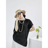Folds 2025 Summer Design Pure Color Irregular High-End Feel Top Dress Casual T-Shirt