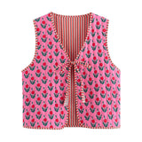 202 Autumn Autumn Winter 4 New Women's Street Fashion Double-Sided Cotton Jacket Vest W089 3112-Outfit