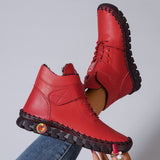 Women's Shoes Plus Velvet Warm High-Cotton Shoes Winter Hand-Sewn Mother Shoes Soft Bottom Flat