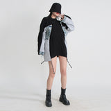 Zingj Lazy Wind Cowboy Splicing Sweater Loose Casual Fashion Long Long Sleeve Knit Sweater