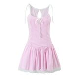 Striped Frill Strap Mini Dress- Outfit