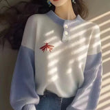 Bubble Sleeve Sweater Women's 2025 New Gentle Lazy Sensing Embroidered Knitted