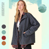 The Ins Hot Ladies Autumn Winter Jacket Quilted Triangle Twist Thickened Knit Double Bag Lapel Coat-Outfit