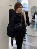 Black Hooded Storm Suit Female 2024 Spring And Autumn New Korean Version Of Small Hot Style Casual Loose Sports Coat-Outfit
