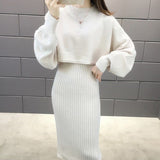 Zingj Women's Sweater Two-Piece Skirt Autumn Dress 2024 New Autumn Women's Autumn And Winter Fashion Professional Suit Women Spring And Autumn-Outfit
