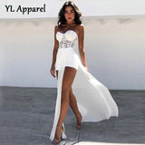 Sexy 2022 Summer Black White Lace Strapless High Split Evening Party Dresses Women High Waist Long Maxi Nightclub