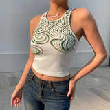 camis street romantic Lace up sleeveless croptop leisure Vacation slim tank top 2020 club wear Nibber hollow out