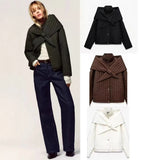 Women's Clothing 2025 New Korean Version Of Susture Loose Removable Scarf Cotton Jacket