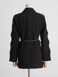 Zingj Spring New Fashion Temperament Hollow Out Design Sense Water Diamond Sleeve Pearl Belt Show Thin Suit Jacket