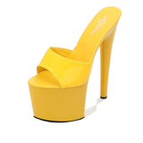 Zingj Patent Leather Mop High Heels With Sexy Black Waterproof Platform Hate Day Superb High Slippers Female