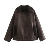 And Autumn Women's Fashion Temperament Collar Hot Double-Sided Jacket Pocket Coat D1