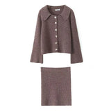 Spring Long Sleeve Clasp Dress Loose Sweater Tight Skirt Knit