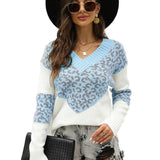 2025 New Colored Knitted Shirt Women's Autumn Winter Leopard Tard New V-Necked