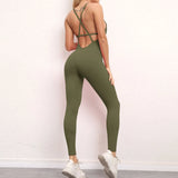 Zingj V Neck No Embarrassment Line Yoga Fitness Jumpsuit Show Back Hip Sports Jumpsuit Dance Pants Women-Outfit