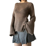 And Summer 2025 New Women's Temperamental Horn Sleeve Knitted Top With Sexy Bare Back