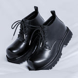 Zingj Martin Boots Men's Fall / Winter British Gauge Tide Tooling Locomotive Black Knight Short Boots