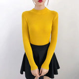 Autumn Winter Women Pullovers Sweater Knitted Korean Elasticity Casual Jumper Fashion Slim Turtleneck Warm Female