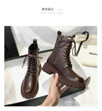 Zingj Women's Long Boots Autumn 2023 New Mix With Thick Platform Martin Boots Thin Boots Short Boots Spring And Autumn Single Boots-Outfit
