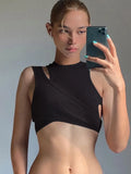 Zingj Women's Asymmetrical Solid Color Vest Two Sets Of Summer Clothes Casual Pleated Top-Outfit