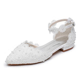 Cm Spring And Summer Flat Hedley Casual Sharp Hollow Sandals Low Heel Shallow Lace Flower Buckle Bridal