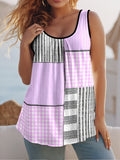 Round Collar Vest New Art Splicing Pattern 3D Digital Printing Sleeveless Women's Folding
