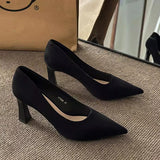 High Heels Women's Velvet Soft Soles Standing Not Tired Feet Flight Attendant Commuting Professional Black Work Shoes Single