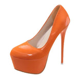 Zingj Autumn New Style High Heel Single Shoes Female Spell Color Fine Heel Sexy Single Shoe Waterproof Platform Ultra High Heel Nightclub Women's Shoes Tide-Outfit