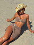 2025 New Beach Resort Three-Piece Short Skirt Swimsuit