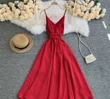 Zingj Beach Dress Seaside Sexy Backless Holiday Dress Dress Show Thin Satin Halter Dress Female