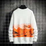 New Autumn Gradient Style Men's Pullover Pullover Men's Trend Printing Round Neck Loose Top for