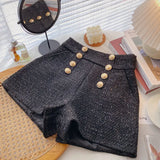 New High Waist Shorts Women Streetwear Shorts With Button All-Match Wide Leg Bottoms