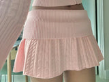 Knitted Cable Knit Zipper Hobbie Top and Mini Skirt Set-Outfit