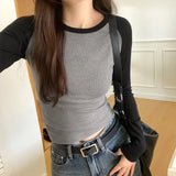 Color Long-Sleeved T-Shirt A New Autumn Style Slim Body With A Short Bottomed Blouse In The Rotator