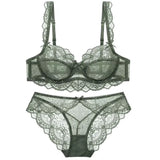 New Plus Size Bra Set Push Up Bras and Panty Set Embroidery Underwire Lingerie Set Ultrathin Underwear Set Sexy Lace