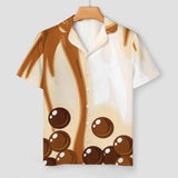 Spring And Summer Pajamas Bubble Tea Pajamas Milk Tea Printing Women's Milk Silk Short Sleeve