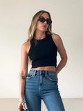 Zingj Summer New I-Shaped Vest Ins Sports Short Crop Hollow Sleeveless Jacket Women-Outfit
