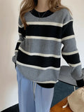 Color Block Striped Knit Sweater- Outfit