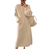Zingj In The Long Bathroom Dress Female Autumn Dong 2024 New Loose Knit Wool Dress With Dress Inside Thick-Outfit