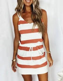 new women's drawstring color sling dress dress