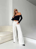 Spring And Summer Women Retro Fashionable Wide-Leg Jeans Pants Mop The Floor-Outfit