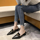 Zingj Cool Slippers Female Summer New French Chain Fashion With A Thick Heel Head Half Slippers High Heel Muller Shoes-Outfit