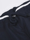 Street Ribbon Contrast Color Wide Leg Pants- Outfit